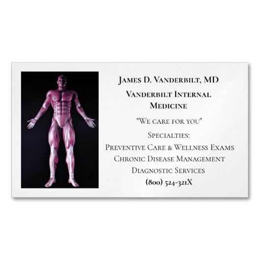 ヒト体内科医用 マグネット名刺 (正面)