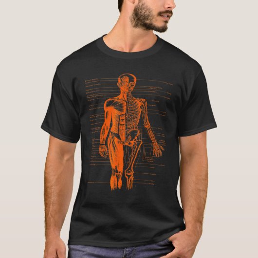 ヒト体筋解剖学博士オレンジ Tシャツ (正面)