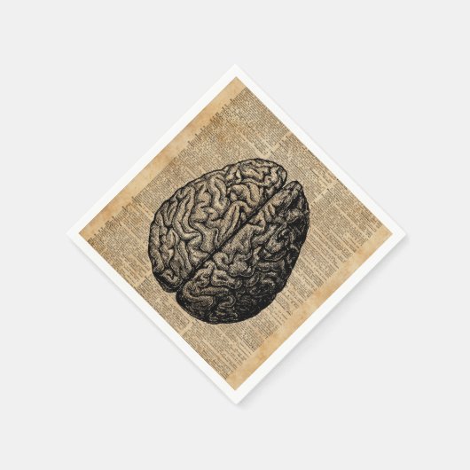 ヒト脳ヴィンテージイラストレーション辞書アート スタンダードカクテルナプキン (角)