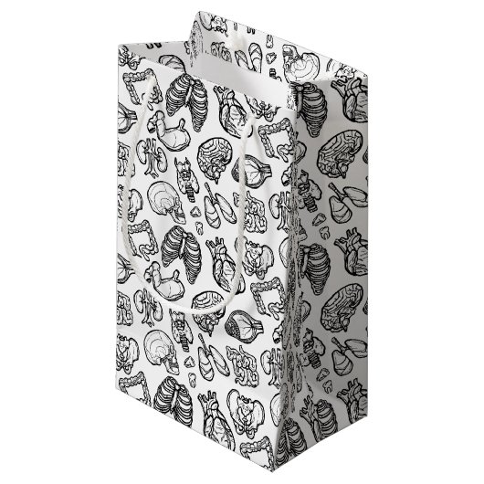 ヒト解剖学風変わり科学バイオスカルハロウィーン スモールペーパーバッグ (正面アングル)
