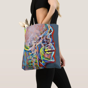 ヒト骨格スカル抽象芸術解剖オリジナルアート トートバッグ