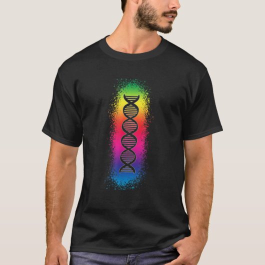 ヒトDNAストランドレインボーカラフル Tシャツ (正面)