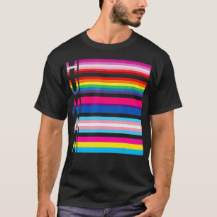 ヒトLGBTQIAレインボーフラグプライドトランスジェン誇りを持ったダー Tシャツ