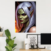 ヒトorcハイブリッド女性のポートレート | AI Art ポスター (ホームオフィス)