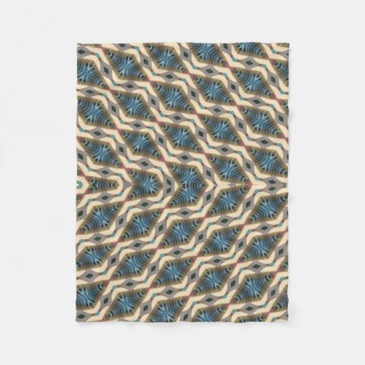 ヒドゥンガーデンデザインブルー フリースブランケット (正面)