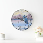 ヒドゥンバレーブルーヘロンパステルギャラリーレイクアート ラージ壁時計 (ホーム)
