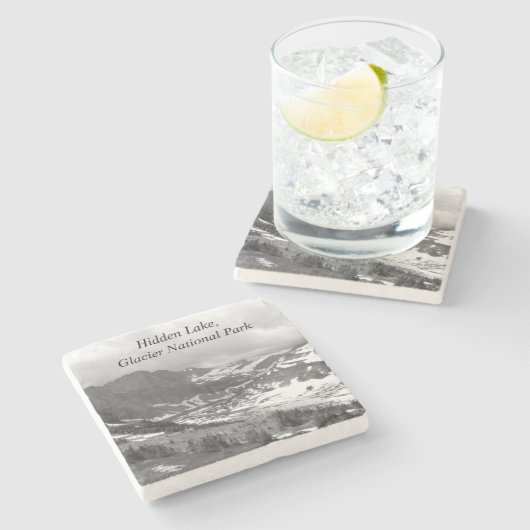 ヒドゥンレイクグレイシャーナショナルパークブラック&ホワイト ストーンコースター (横)