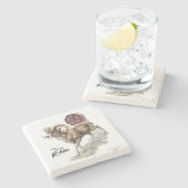 ヒネーゼ〔占星術の〕十二宮図ラム動物芸術年 ストーンコースター (横)