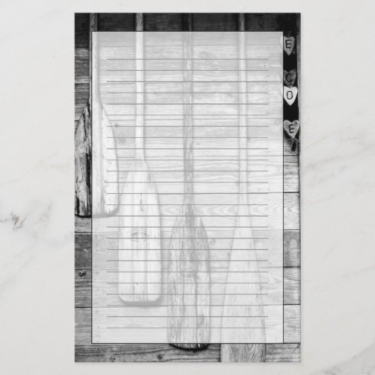 ヒノキつるの木の小屋に櫓が2本 便箋 (正面)