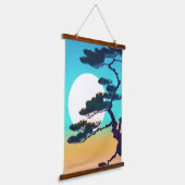 ヒノキと満月 吊り下げ型タペストリー (傾斜あり)