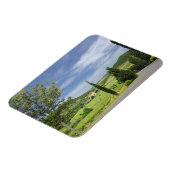 ヒノキの木々の間を曲がる田舎道 マグネット (左側)