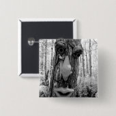 ヒノキの木の上の木のトロール。 缶バッジ (正面&裏面)