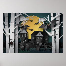 ヒノキの森、墓地とこうもり ポスター