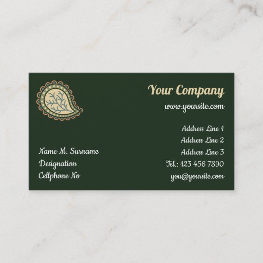 ヒノキペイズリー模様 名刺 (正面)