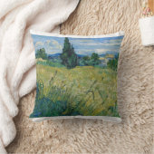 ヒノキ付き緑の小麦畑1889ビンセント・ヴァン クッション (ブランケット)