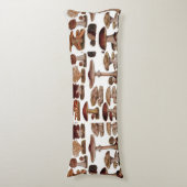 ヒバフランスのス植物プリントヴィンテージ ボディピロー (正面縦)