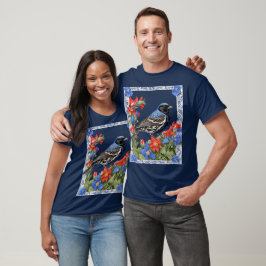 ヒバリクロシタマシコに囲まれたコロラド・コロンバイン Tシャツ