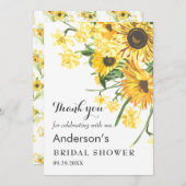 ヒパーソナライズされたマワリーウォーターカラーブライダルシャワーTh サンキューカード (正面/裏面)