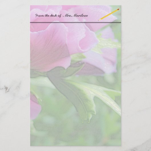 ヒビスカスの紫色の花 便箋 (正面)
