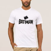 ヒビ割れたバットマン ロゴ – ミニマル ダークヒーロー Tシャツ (正面)