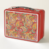 ヒピトリップ（幻覚体験）のようなーレトロペイズリー メタルランチボックス (裏面)
