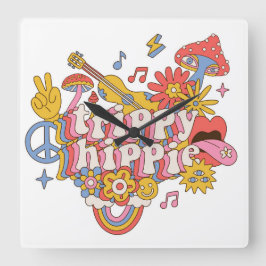 ヒピトリップ（幻覚体験）のようなー スクエア壁時計