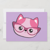 ヒプスターおしゃれ子猫猫の女の子の誕生日 招待状 (裏面)