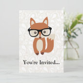 ヒプスターの赤ちゃんキツネ メガネ付き 招待状 (スタンド正面)