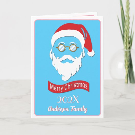 ヒプスター風のサンタクロースのクリスマスカード サンキューカード (正面)