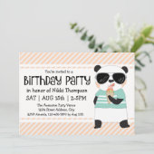 ヒプスター パンダ ガールの誕生日パーティー 招待状 (スタンド正面)