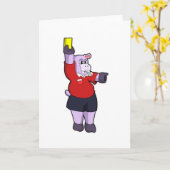 ヒポがサッカーの審判として カード (黄色い花)