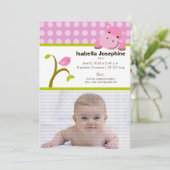 ヒポとバーディー ベイビー 誕生発表（ピンク） 案内状 (スタンド正面)