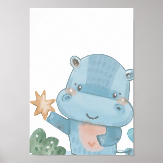 ヒポのぬいぐるみポスター 子供部屋インテリア ポスター (正面)