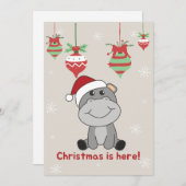 ヒポのメリークリスマス　冬の動物たち　ヒポのホリデー シーズンカード (正面/裏面)
