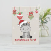 ヒポのメリークリスマス　冬の動物たち　ヒポのホリデー シーズンカード (スタンド正面)