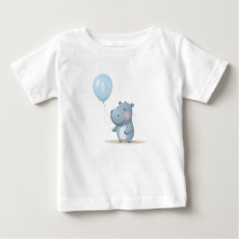 ヒポの誕生日 ソフトブルー ベビーTシャツ