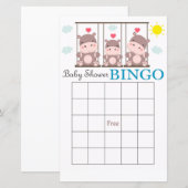 ヒポの赤ちゃんシャワー ビンゴカード (正面/裏面)
