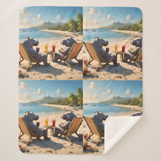 ヒポアワー：ビーチサイドカクテルと楽しい時間 シェルパブランケット (正面)