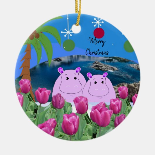 ヒポハピネスクリスマスオーナメント セラミックオーナメント (正面)