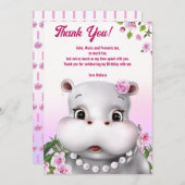 ヒポピンク花柄の感謝カード サンキューカード (正面/裏面)