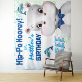 ヒポブルー魚の少年誕生日バックドロップ タペストリー (インサイチュ)