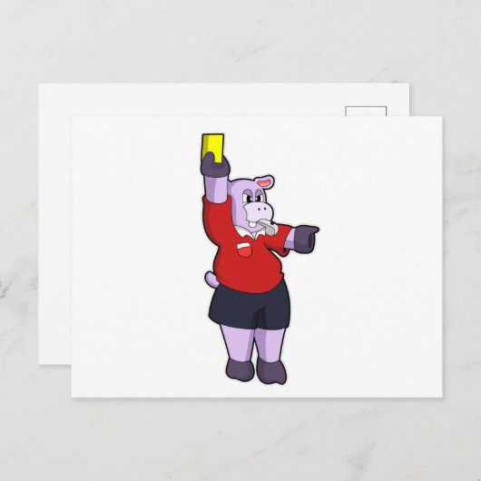 ヒポポタマスがサッカーの審判として ポストカード (正面/裏面)