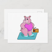 ヒポポタマスがフィットネスでラジオと一緒に.PNG ポストカード (正面/裏面)