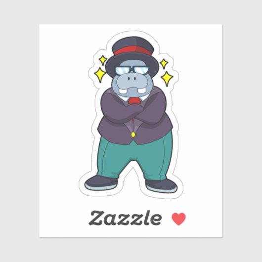 ヒポポタマスが新郎でスーツを着ている.PNG シール (シート)