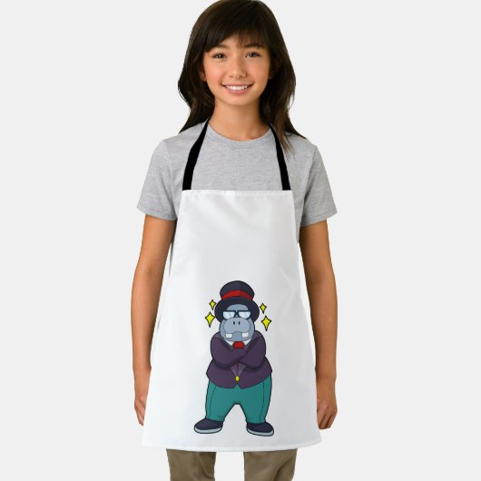 ヒポポタマスが新郎に扮してスーツを着用.PNG エプロン (インサイチュ)