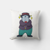 ヒポポタマスが新郎に扮してスーツを着用.PNG クッション (正面)