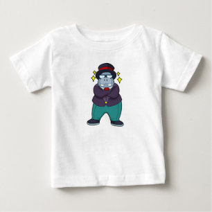 ヒポポタマスが新郎に扮してスーツを着用.PNG ベビーTシャツ