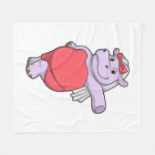 ヒポポタマスが花嫁にヴェールとリボン フリースブランケット (正面(横))