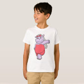 ヒポポタマスが花嫁にヴェールとリボン Tシャツ (正面フル)
