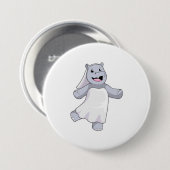 ヒポポタマスが花嫁のヴェール姿 缶バッジ (正面&裏面)